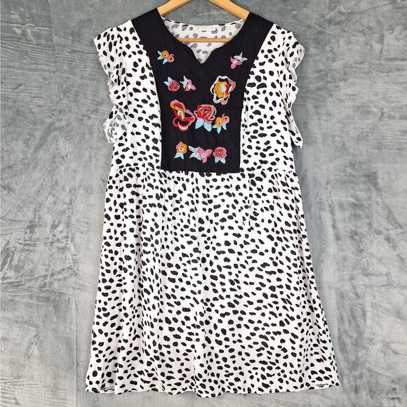Kirundo Dresses & Skirts - Womens Dress Large Boho Babydoll Floral‎ Embroidered Mini Animal Sundress Flowy